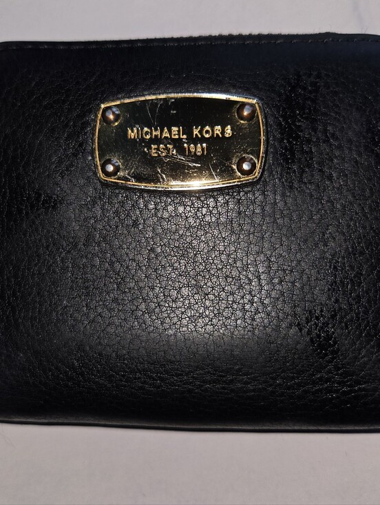 Michael Kors Handbags - Michael Kors Black Leather Wallet with Gold Plaque